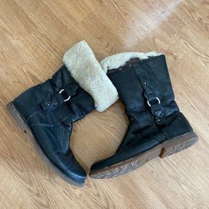 Frye brown leather shearling boots 9